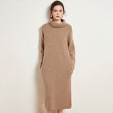 Women's Cashmere Dresses Long Turtleneck Sweater Dresses